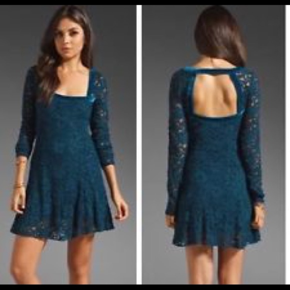 Free People Turquoise / Teal Lace dress! Classic!